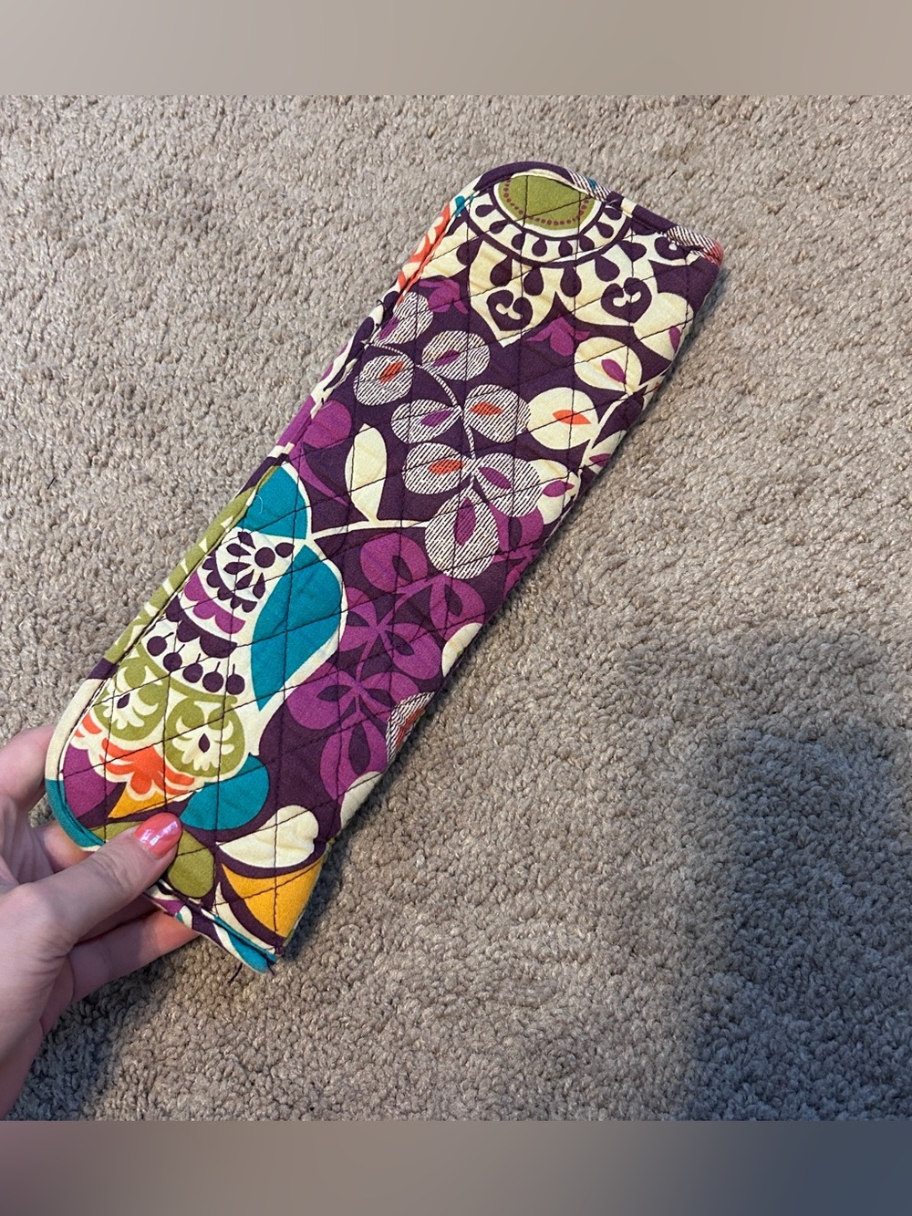 Vera Bradley Quilted Floral Pouch in Purple, Teal & Cream for Heat Styling - Picture 3 of 3